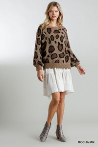 Leopard Long Sleeve Round Neck Sweater