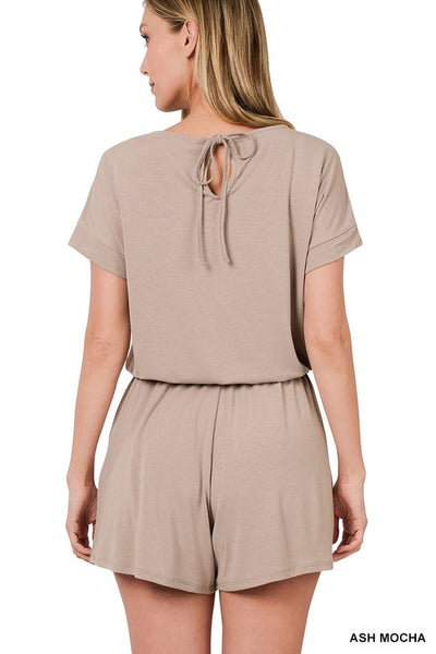 Romper with Elastic Waist & Back keyhole Opening